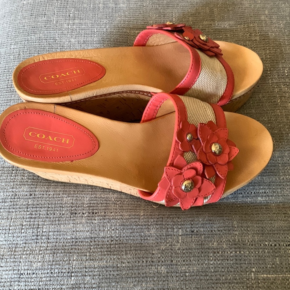 Coach Jesaca sandals size 6 worn few times the color is actually corral pink